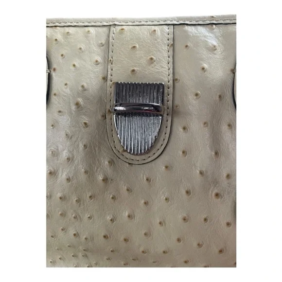 Dooney & Bourke Vintage Cream Ostrich Inspired Leather Shoulder Bag - Picture 3 of 11